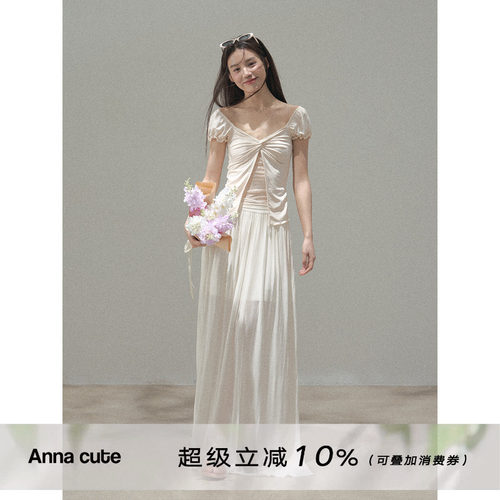 ANNACUTE莱赛尔蕾丝修身T恤