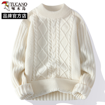 啄木鸟宽松针织半高领慵懒风毛衣