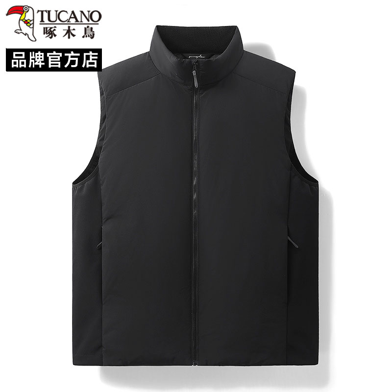 啄木鸟2025新款秋冬新款男士外穿立领外套防风时尚无袖羽绒服马甲