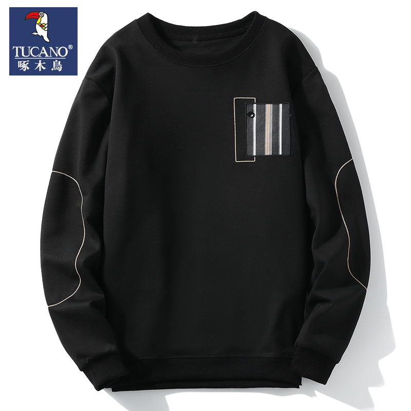 啄木鸟宽松不起球圆领卫衣男