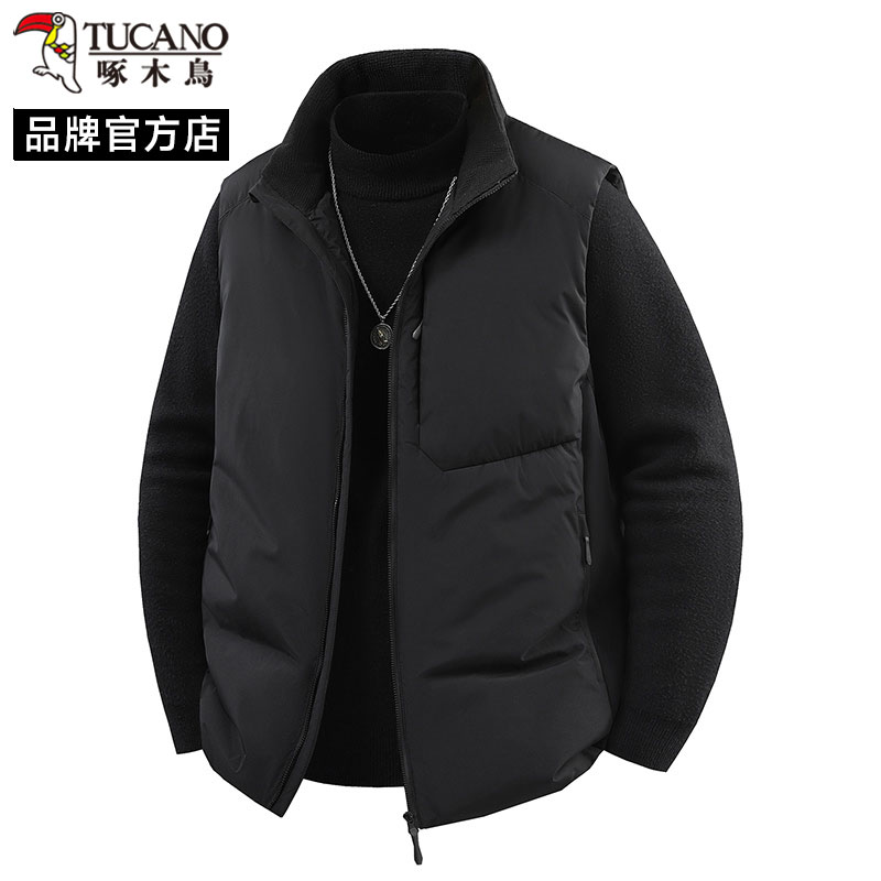 啄木鸟加厚保暖羽绒马甲男士2025秋冬季新款宽松休闲男装立领外套