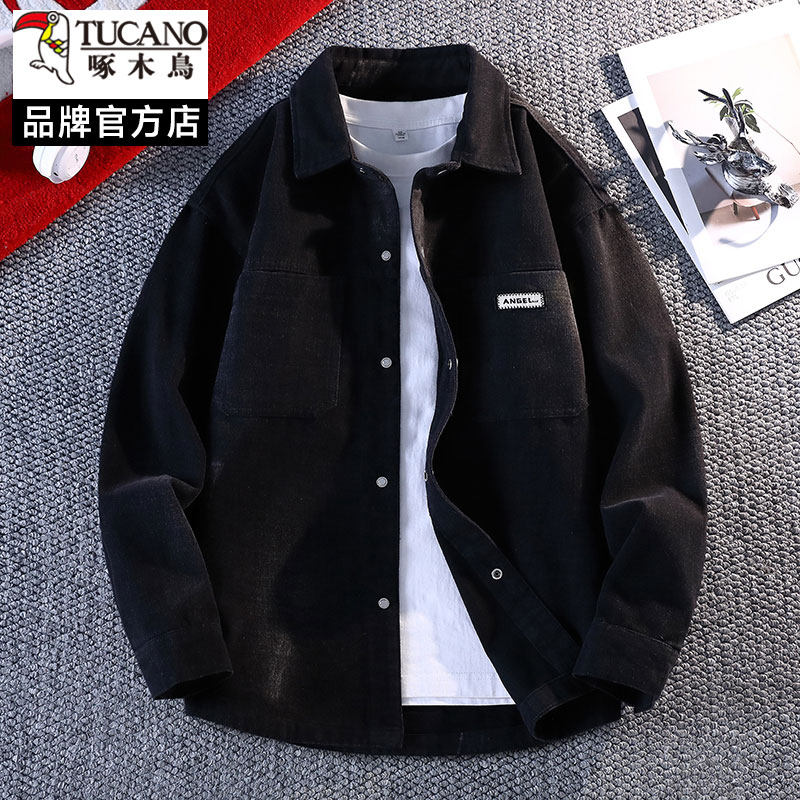 啄木鸟牛仔男士外套2025新款春秋季潮流宽松帅气翻领工装夹克上衣,男装,牛仔外套,淘宝优惠券,粉丝福利购,淘宝优惠卷