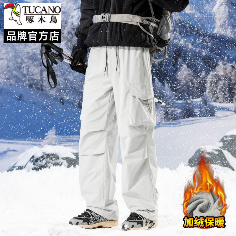 啄木鸟户外工装风加绒加厚保暖阔腿裤男士秋冬季多口袋机能裤长裤,男装,休闲裤,淘宝优惠券,粉丝福利购,淘宝优惠卷