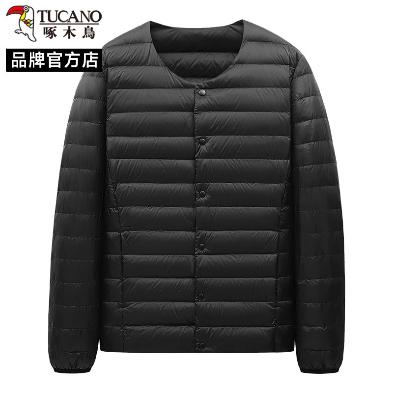 啄木鸟高品质90绒轻薄圆领羽绒服男冬季新款短款保暖加厚内搭外套