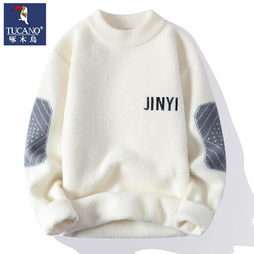 啄木鸟半高领毛衣男修身打底衫