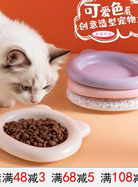 陶瓷猫碗罐头碗猫食盆宠物狗狗碗猫咪饭碗幼猫碗盘不易打翻大口径