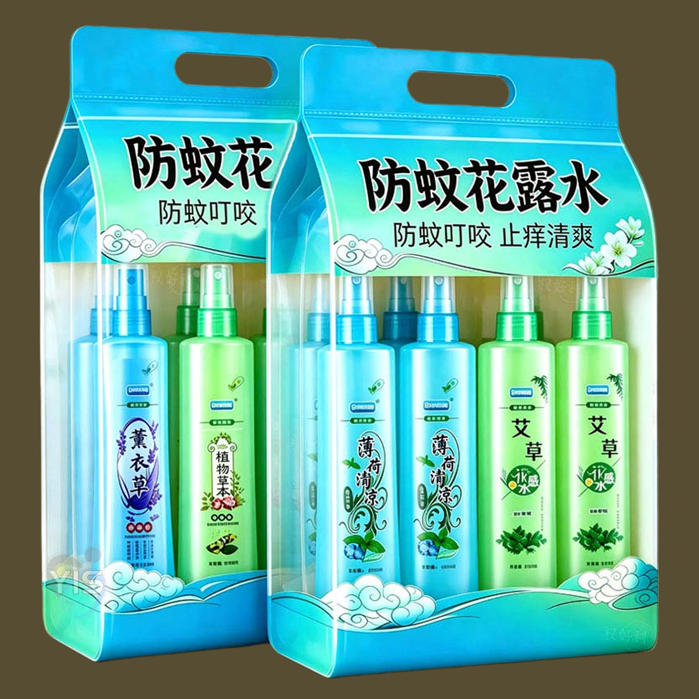 大瓶清凉艾草薄荷防蚊止痒花露水