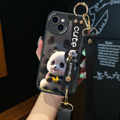 腕带适用苹果14手机壳iPhone13promax 7全包8plus防摔pm max可爱熊猫11背包式 新款 15背带斜挎12保护套xr女xs