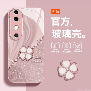 粉色四叶花适用vivos19手机壳女款 s17玻璃s16宝石s15全包s12保护套s18e防摔s10高级感s9网红s7t外 s18pro新款