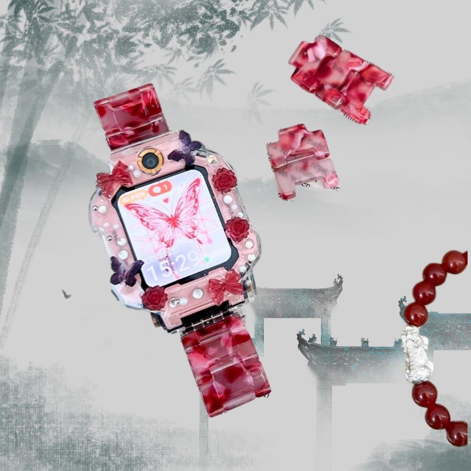 【山茶花套装】适用小天才儿童电话手表表带z10z9z8少年DIY保护壳