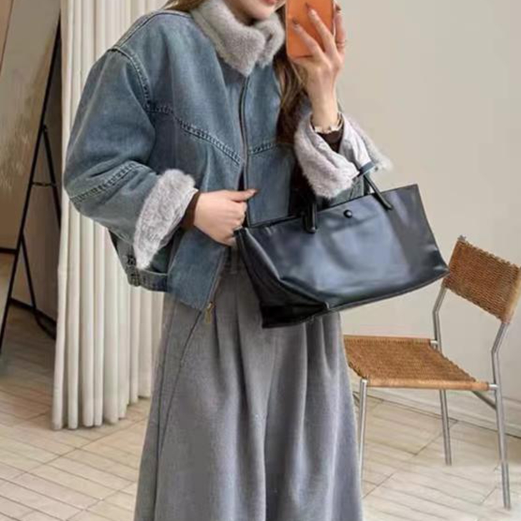 冬季短款休闲毛毛拼接棉服派克服