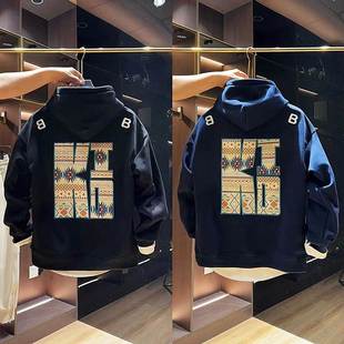 美式重磅刺绣连帽卫衣男士春季新款百搭宽松休闲大码潮流情侣帽衫