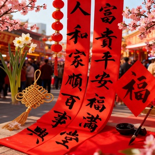 加厚九龙对联纸春联新款书法手写对联春节家用新春全套大门贴福字