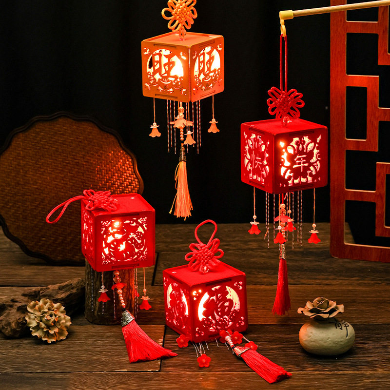 中秋节龙年diy灯盒小灯笼儿童手工制作材料包古风宫节日装饰花灯