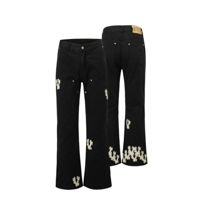 EVERMORE 2025SS 工装伐木裤头层牛皮贴皮绣花