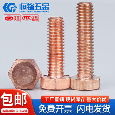 T2紫铜外六角螺丝M3~M16广东发货