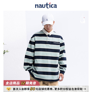 POLO衫 日系中性休闲复古条纹长袖 nautica白帆 KW4118 官方正品