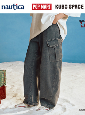 nautica×POPMART泡泡玛特KUBO联名舒适复古牛仔裤弯刀裤PMPW5469