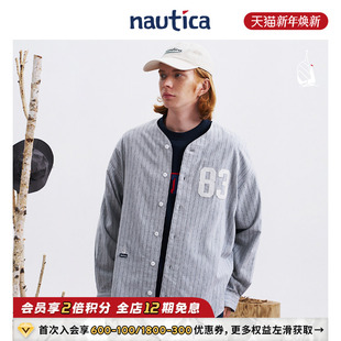 衬衫 日系中性宽松条纹休闲长袖 nautica白帆 WW3320 官方正品