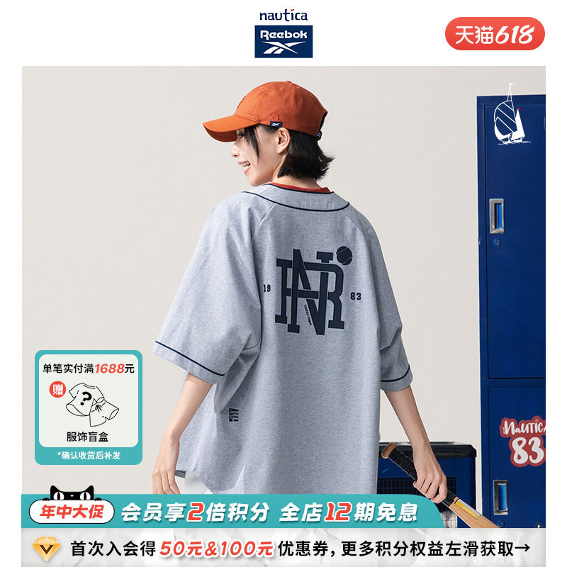 【明星同款】nautica whitesail x Reebok日系网球印花短袖T恤