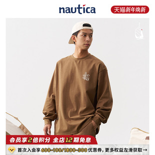 日系中性简约百搭长袖 nautica白帆 圆领T恤TW4306 官方正品