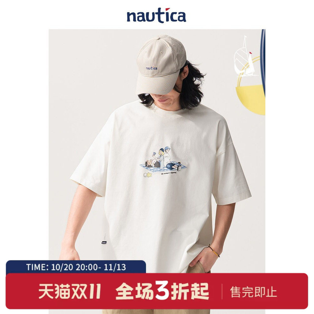 【联名】nautica whitesail露营印花短袖圆领T恤