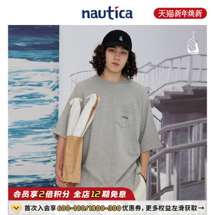白帆日系无性别胸前口袋刺绣印花T恤TW2215 nautica 官方正品