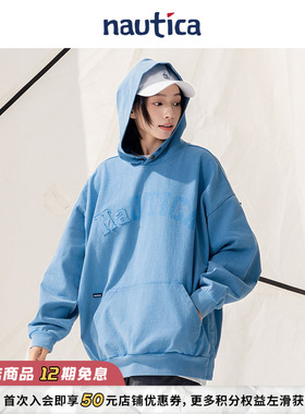 【官方正品】nautica whitesail日系中性vintage做旧休闲连帽卫衣