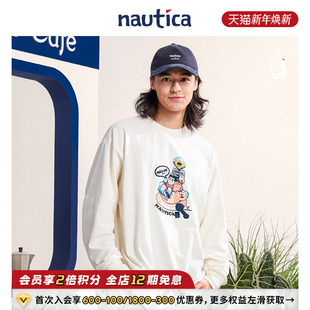 爆尼膏印花中性长袖 nautica白帆 圆领T恤BGTW5401 联名系列