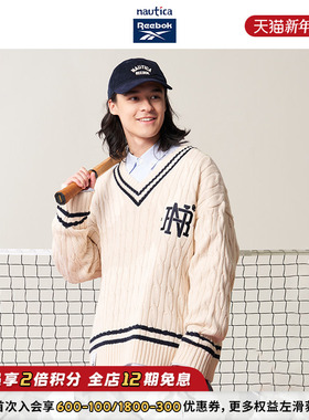 【联名系列】nautica白帆 x Reebok日系学院风V领毛衣RBSW4408