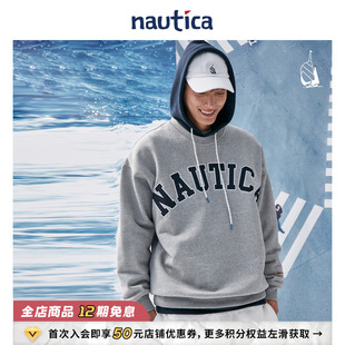 白帆 nautica 日系无性别大logo重磅圆领卫衣KW1403 明星同款