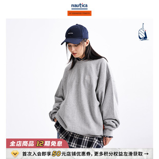 nautica日系中性刺绣圆领卫衣HYKW3418 汤本弘通监制 官方正品
