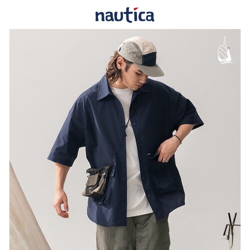 nauticawhitesail休闲短袖衬衫