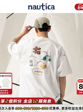 【官方正品】nautica白帆 日系中性潮流趣味印花短袖T恤TW4136