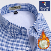 男士 长袖 加厚冬季 啄木鸟保暖衬衫 商务休闲棉衬衣抗皱宽松大码 寸衣