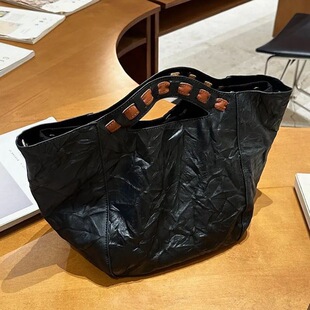 别致菜篮子 手抓纹 托特包轻奢风高级感水桶手提大包斜挎