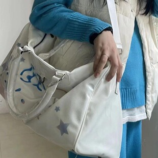 星星托特包Kitty喷绘千禧辣妹Y2K短途旅行包可爱行李袋大容量