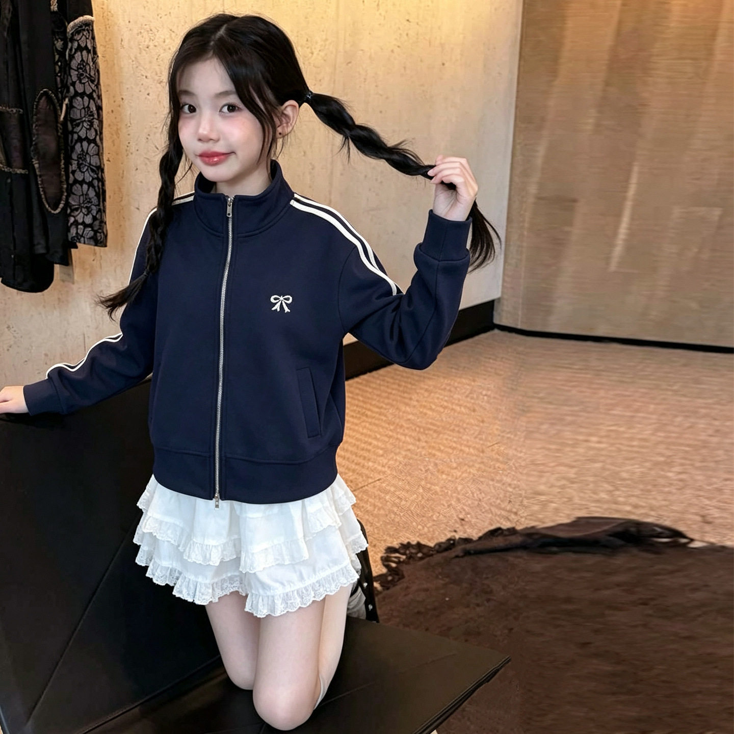 女童春秋款韩版棒球服外套2026新款儿童秋季宽松休闲洋气夹克上衣