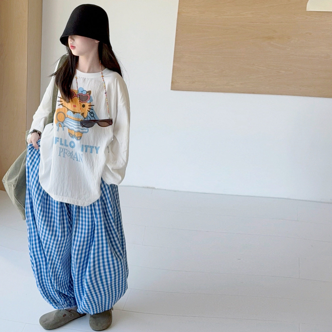 韩系女童休闲运动套装秋季卡通t儿童运动套装