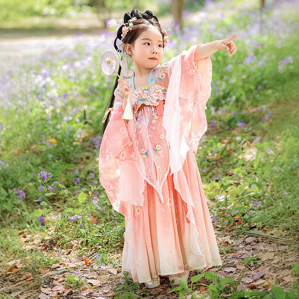 夏季新款女童汉服女孩中国风古装花神日常连衣裙儿童古风襦裙