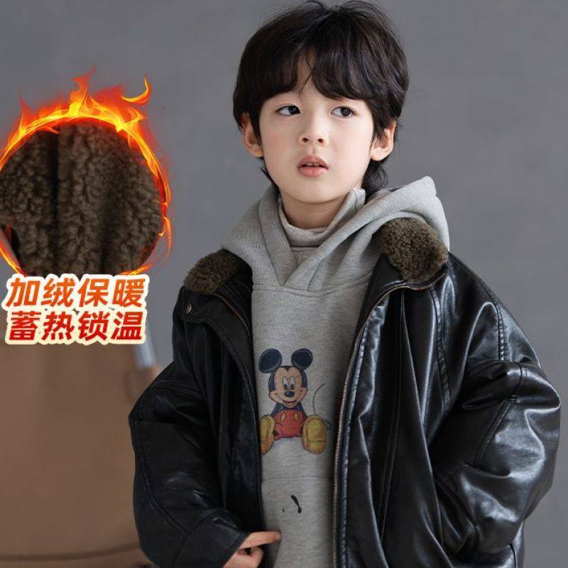 儿童冬款时尚长袖洋气休闲韩版百搭皮衣宽松外套加厚加绒夹克,童装/婴儿装/亲子装,夹克/皮衣,淘宝优惠券,粉丝福利购,淘宝优惠卷