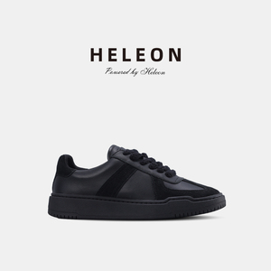 Heleon【2024新款】轻奢德训鞋黑武士男鞋厚底增高牛皮休闲滑板鞋