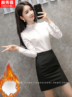 春秋长袖职业衬衣女设计感小众气质洋气立领白色衬衫OL正装工作服