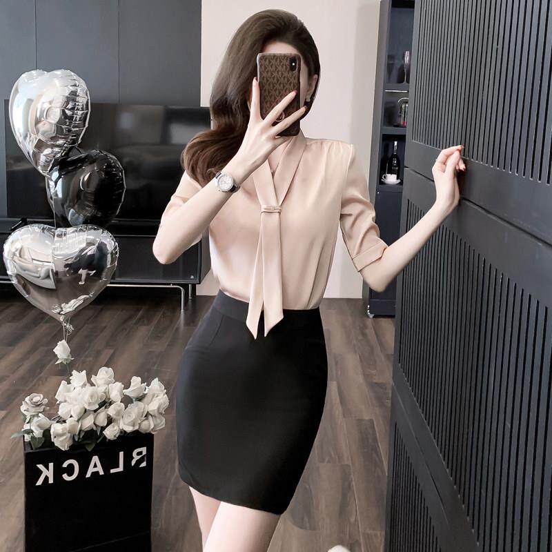 夏季工装套装女衬衫包臀裙老凤祥工作服工装职业气质套装裙两件套