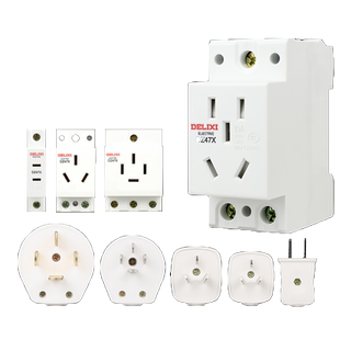 德力西AC30模数化插座导轨式DZ47X五孔三插16A二孔10A配电箱模块
