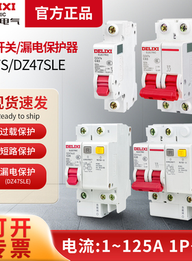 德力西空气开关带漏电保护器32a三相电空开总开2P63a漏保家用断路