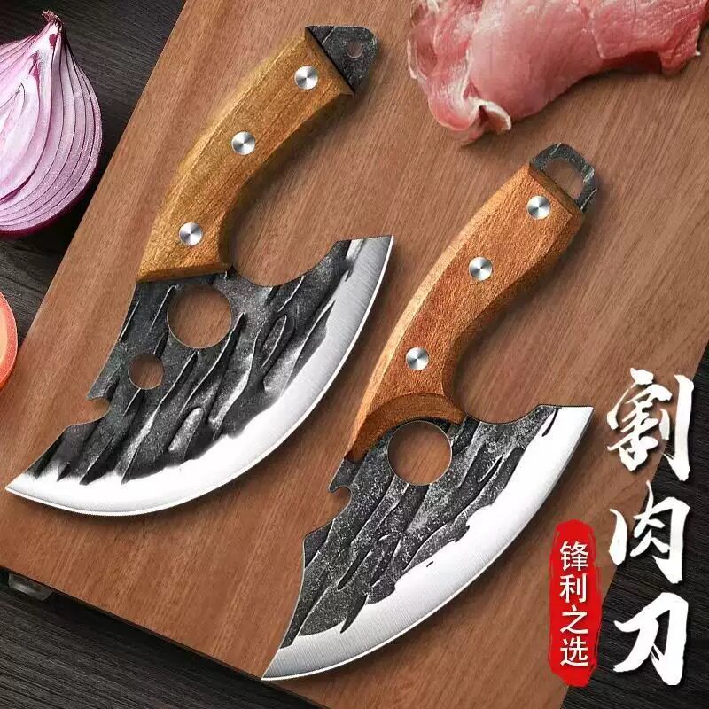 锻打小菜刀分割切肉刀手扒肉刀屠宰剔骨刀户外迷你弯刀家用杀鱼刀