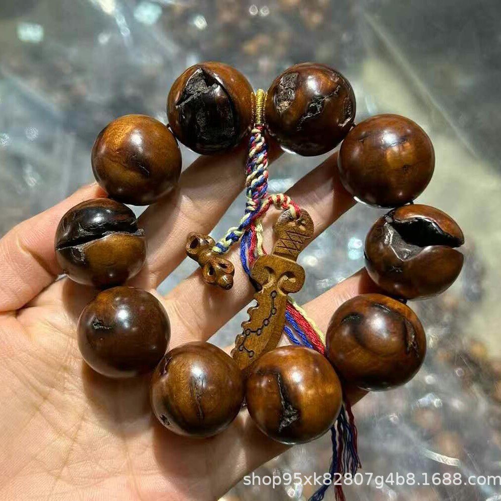 龙虎山天然雷击枣木手串老桃木百年老料男女款念珠项链手串厂家批