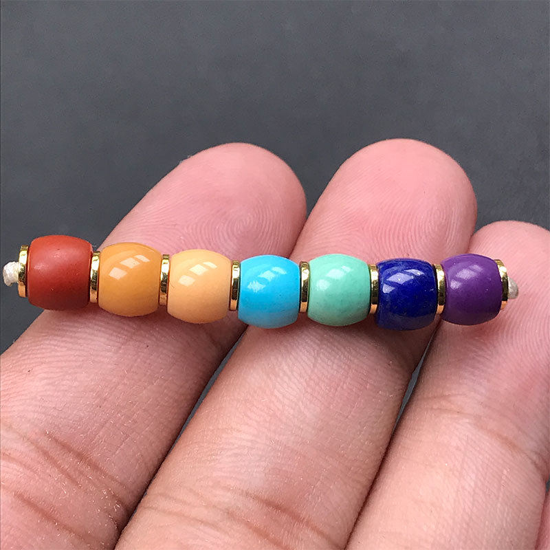 7MM天然南红缅黄青金石玛瑙直切彩虹搭配diy散隔珠文玩手串蒙松石