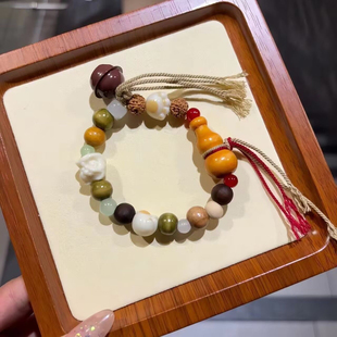 国风新中式多宝小葫芦国风手链小众设计ins复古木质串珠手串